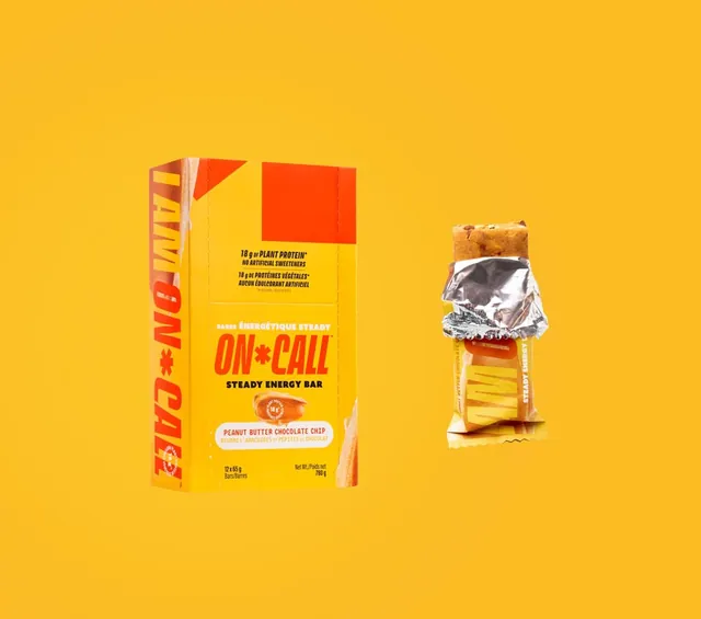 Packaged snack bars shot on bold coloured seamless backgrounds